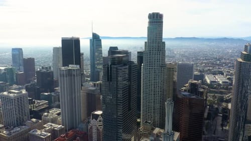 Aerial view of cityscape. Urban aerial view of beautiful and scenic downtown Los Angeles.