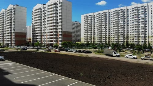 Vue aérienne du quartier résidentiel de Krasnodar.