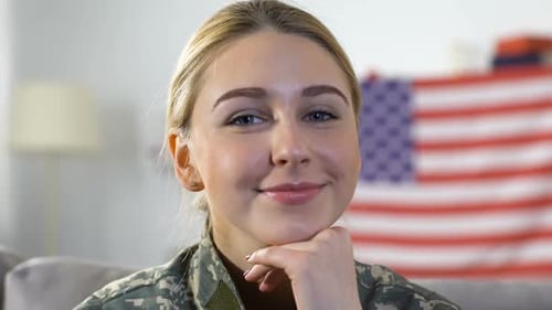 Close Up of Smiling Woman in Military Uniform