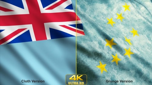 Tuvalu Flag Waving with Clean and Grunge Textures