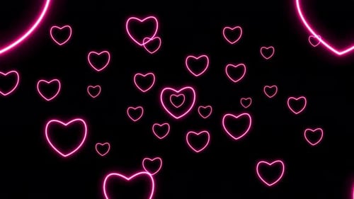 Seamless Loop of Floating Neon Pink Hearts