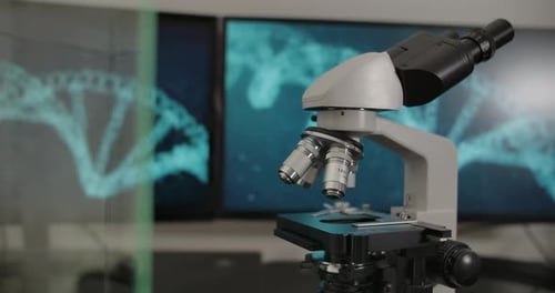 Microscope in Lab With DNA Display