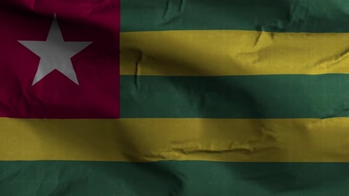 Togo Flag Textured Waving Background 4K