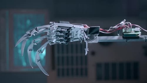 La mano del robot gira
