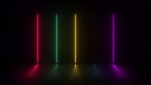 Abstract Neon Glowing Vertical Lines Looping Background