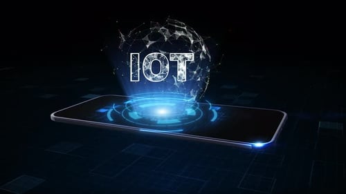 Futuristic Smartphone Holographic IOT Display with Plexus Globe