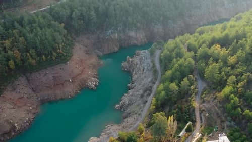 Mountain River High in the Mountains Aerial View 4 K