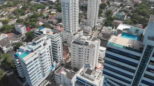 Urban Aerial: Modern White Buildings in Cityscape