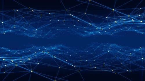 Orange dot and line connection with polygonal technology abstract background seamless loop video