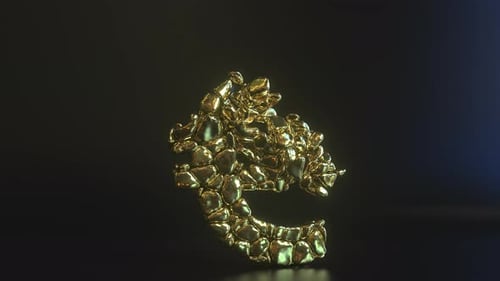 Breaking Euro Sign Made of Golden Nuggets