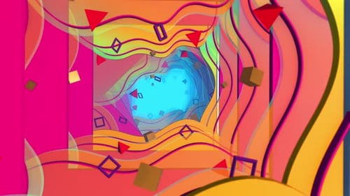 Flying In Geometrie Flat Style 03 HD