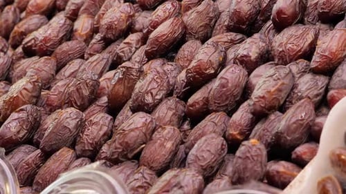 Background of Dried Dates Fruit at the Open Air Market