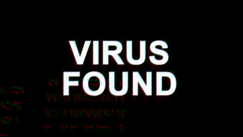 Virus détecté : effet glitch, texte, distorsion de télévision numérique