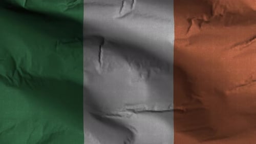 Realistic Ireland Flag Waving Loop Background Animation