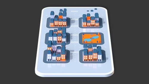Minimalist City Growth Animation on Grid