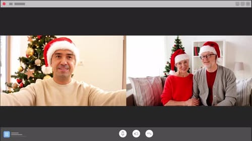 Family Christmas Video Call with Grandparents