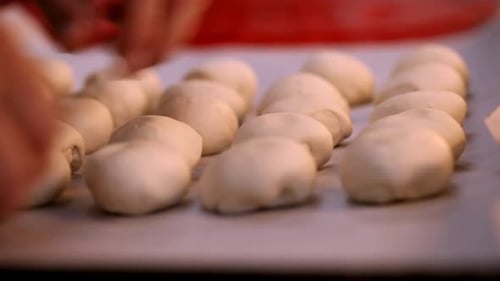 Laying out Dough to Rise - Bakery