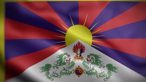 Tibet Flag Waving Seamless Loop Motion Graphic