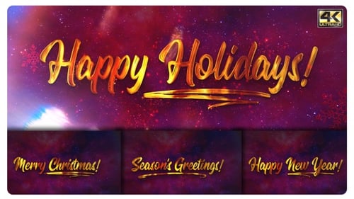 Animated Golden Holiday Text Reveal with Red Snowflake