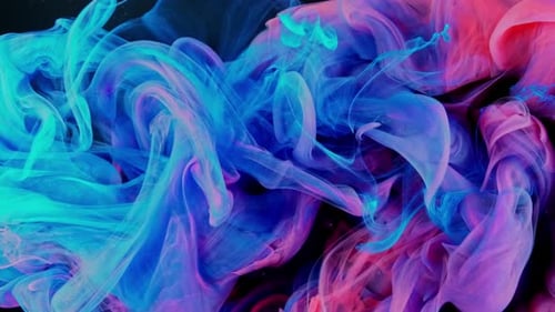 Abstract Ink Swirls of Vibrant Blue and Pink