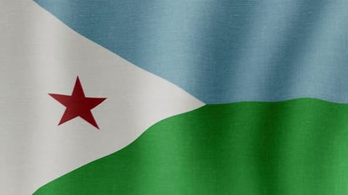 Djibouti Flag Realistic Waving Animation