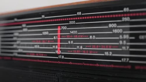 Close Up of Vintage Radio Dial Tuning