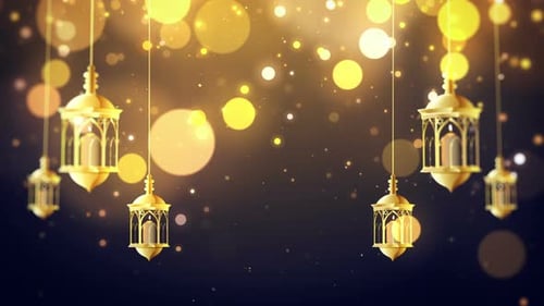 Elegant Golden Lanterns Looping Motion Background