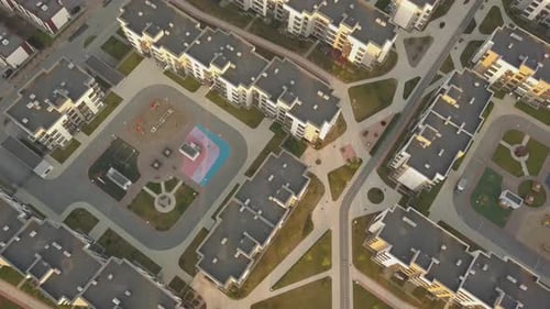 Aerial View of Modern Suburban Apartment Neighborhood