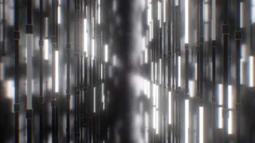 Abstract White Neon Lights Tunnel Loop Background