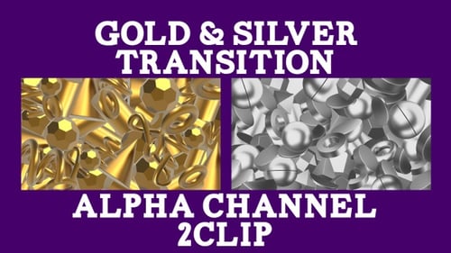 Gold and Silver Geometric Shapes Transition with Alpha Channel