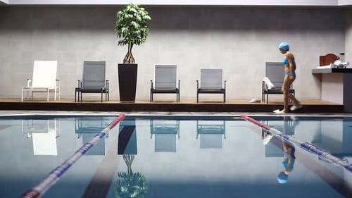 Frau im Schwimmbad
