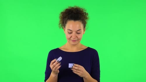 Woman Opens Engagement Ring on Green Screen