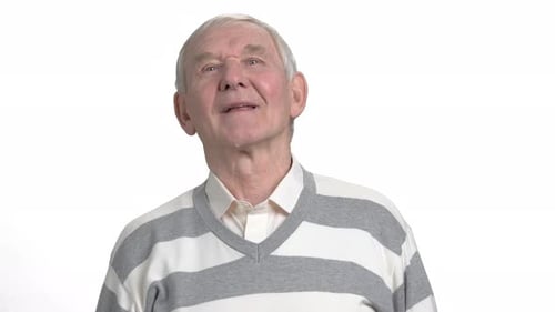 Beautiful Elderly Man on White Background.