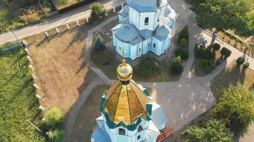 Aerial View of the Ukrainian Christian Church Located in the Village