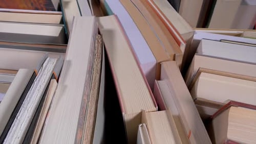 Pile of Books in Disarray Close Up