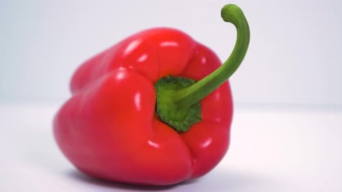 Shiny Red Bell Pepper Close Up