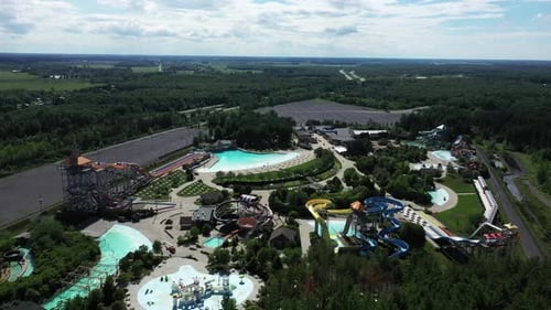empty waterpark resort fro above