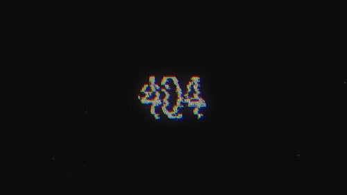 Fehler 404 Looped Glitch Text Verzerrung im Retro-Stil