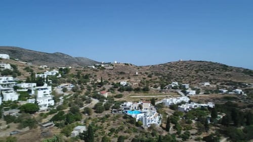 Village of Lefkes on the island of Paros in the Cyclades in Greece from the sky