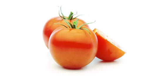 Fresh Tomatoes with Half Slice on White
