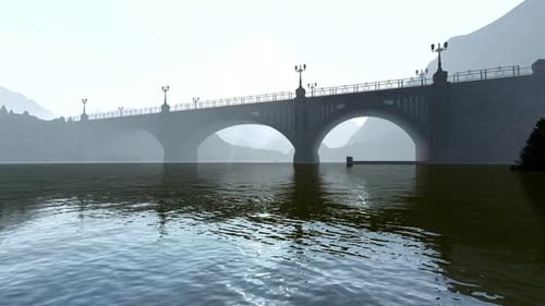 Foggy Mountain and River Bridge