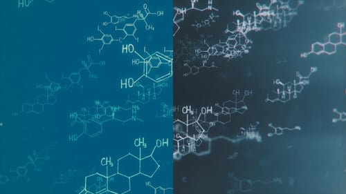 Digital Glitch Chemical Structures Flowing Loop Background