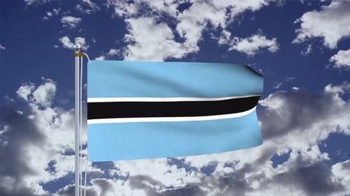 Waving Flag of Botswana on a Cloudy Sky Background