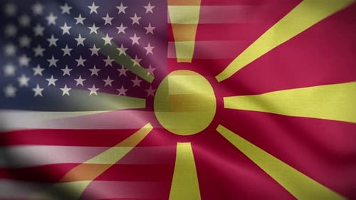 United States and North Macedonia Flags Waving Seamless Overlay