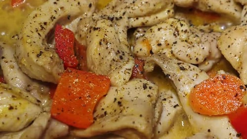 Seasoned Chicken with Vegetables Close Up