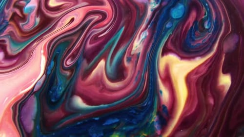 Swirling Abstract Paints Macro Close-Up