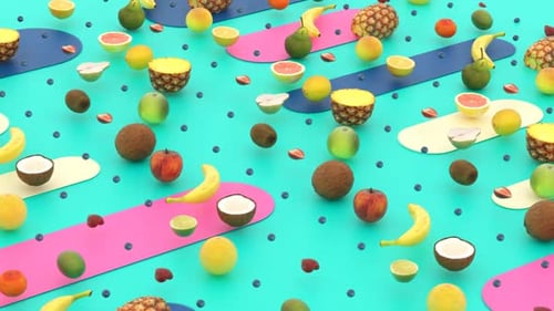 Animated Colorful Fruit Pattern Background
