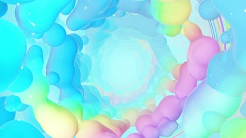 Colorful Fluid Bubbles Tunnel Abstract Loop Background
