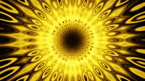 Golden Abstract Geometric Tunnel Kaleidoscope Loop