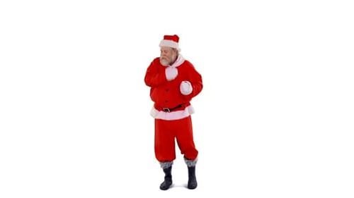 Santa Claus Dances on White Background